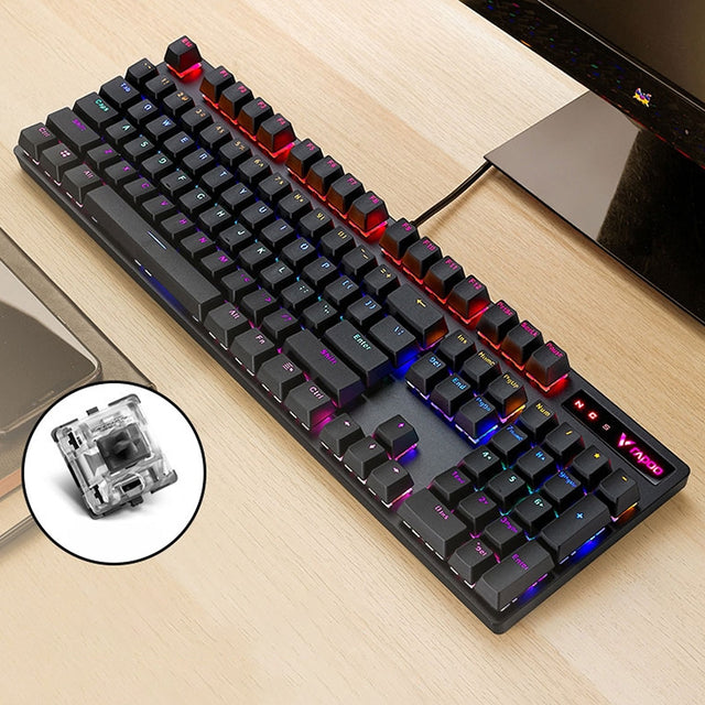 Rapoo V500 PRO Mixed Light 104 Keys Desktop Laptop Computer Game Esports Office Home Typing Wired Mechanical Keyboard(Black Shaft)