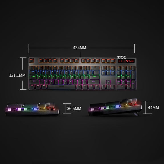 Rapoo V500 PRO Mixed Light 104 Keys Desktop Laptop Computer Game Esports Office Home Typing Wired Mechanical Keyboard(Black Shaft)