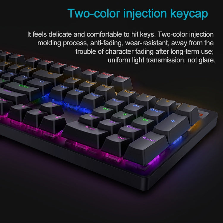 Rapoo V500 PRO Mixed Light 104 Keys Desktop Laptop Computer Game Esports Office Home Typing Wired Mechanical Keyboard(Black Shaft)