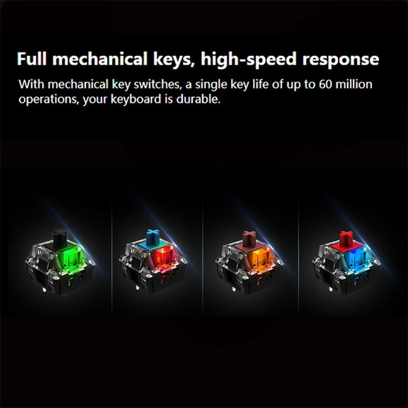 Rapoo V500 PRO Mixed Light 104 Keys Desktop Laptop Computer Game Esports Office Home Typing Wired Mechanical Keyboard(Tea Shaft)