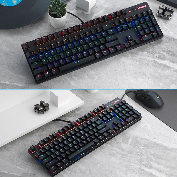 Rapoo V500 PRO Mixed Light 104 Keys Desktop Laptop Computer Game Esports Office Home Typing Wired Mechanical Keyboard(Red Shaft)