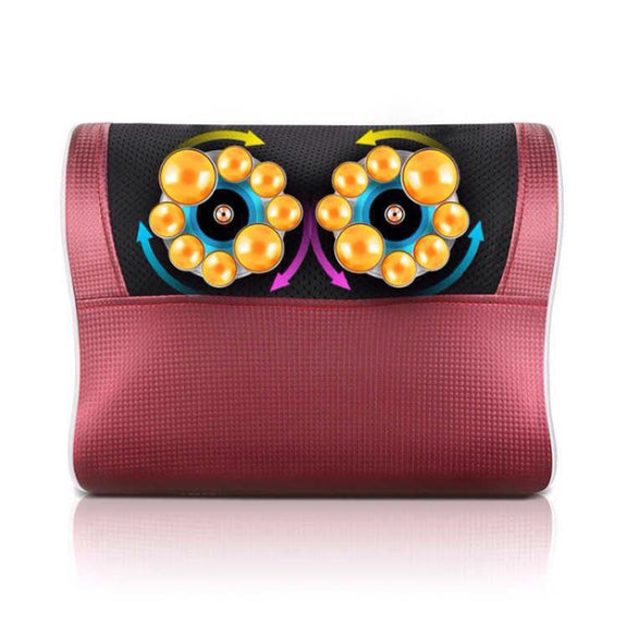 Cervical Spine Massage Pillow Neck Waist Back Multifunctional Electric Massage Cushion, Plug Type:UK Plug(Red White)