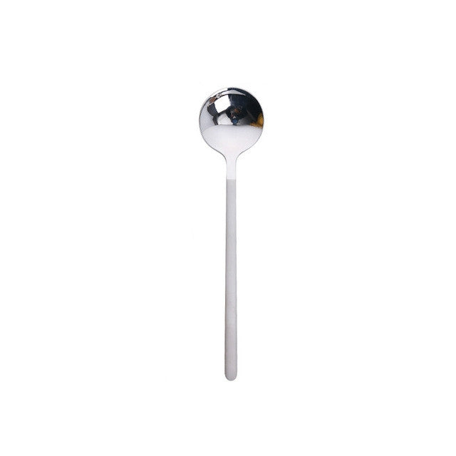 Mini Accessories Coffee Spoon Kitchen Dessertspoon Dining Round Shape Coffee  Stainless Steel Home, Size:17cm(Silver)