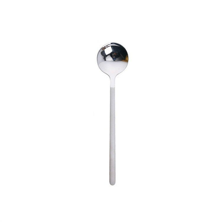 Mini Accessories Coffee Spoon Kitchen Dessertspoon Dining Round Shape Coffee  Stainless Steel Home, Size:17cm(Silver)