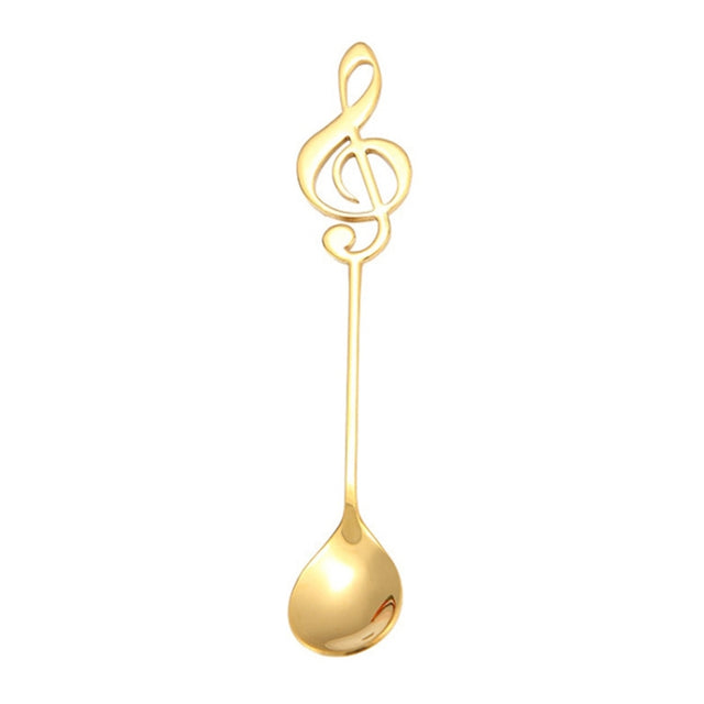 Creative Musical Note Spoon Coffee Stirring Scoop Stainless Steel Titanium Music Bar Spoon Gift Spoon(Gold)