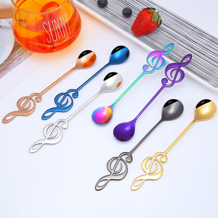 Creative Musical Note Spoon Coffee Stirring Scoop Stainless Steel Titanium Music Bar Spoon Gift Spoon(Blue)