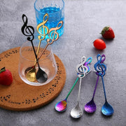 Creative Musical Note Spoon Coffee Stirring Scoop Stainless Steel Titanium Music Bar Spoon Gift Spoon(Blue)
