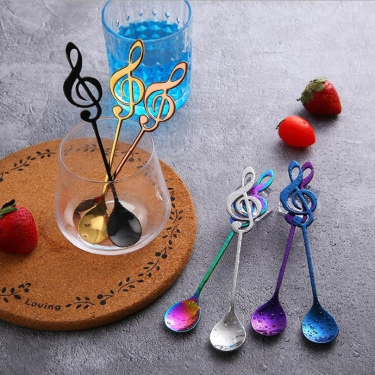 Creative Musical Note Spoon Coffee Stirring Scoop Stainless Steel Titanium Music Bar Spoon Gift Spoon(Blue)