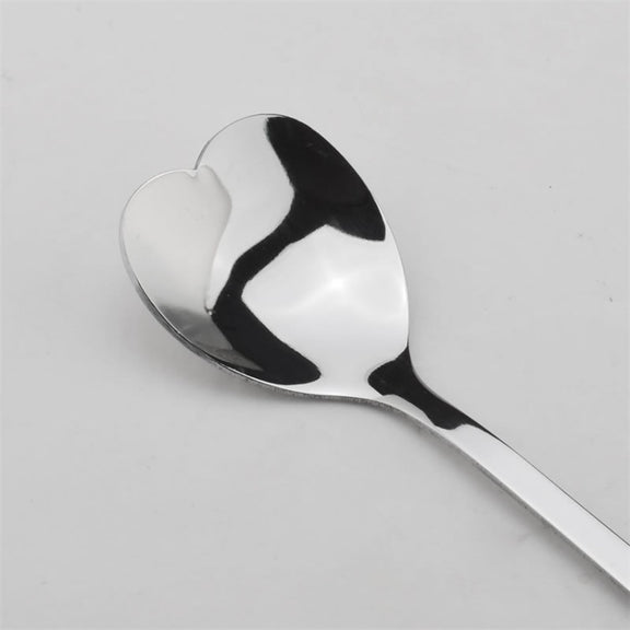 2 PCS Stainless Steel Spoon Portable Metal Coffee Teaspoon Creative Love Heart Shaped Wedding Party Gift Dinnerware, Color:Gold Single Hole Love
