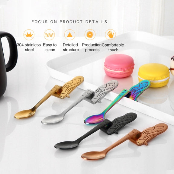 Creative Coffee Spoon Mermaid Shape Handle Spoons Flatware Drinking Tools, Color:Symphony