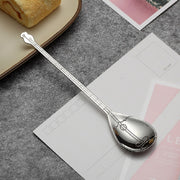 Stainless Steel Coffee Mixing Spoon Creative Musical Instrument Shape Spoon, Style:Lute, Color:Silver