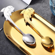 2 PCS Stainless Steel Dolphin Shape Cartoon Coffee Stirring Spoon Ice Cream Spoon Child Feeding Spoon(Steel)
