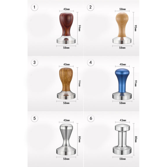 Stainless Steel Solid Wood Handle Integrated Coffee Powder, Specification:57.5mm, Color:Oak Handle