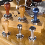 Stainless Steel Solid Wood Handle Integrated Coffee Powder, Specification:58mm, Color:Oak Handle
