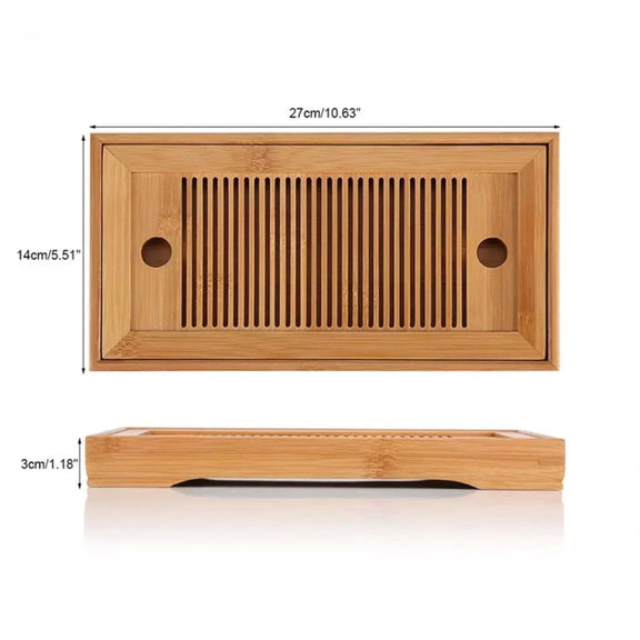 Bamboo Tea Trays Kung Fu Tea Accessories Tea Tray Table With Drain Rack(primary color)