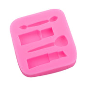2 PCS Lipstick Eyebrow Pencil Makeup Tool Shape Silicone Fondant Cake Mold Chocolate Mold Clay Mold