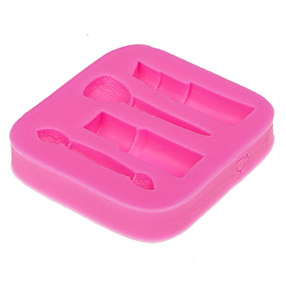 2 PCS Lipstick Eyebrow Pencil Makeup Tool Shape Silicone Fondant Cake Mold Chocolate Mold Clay Mold