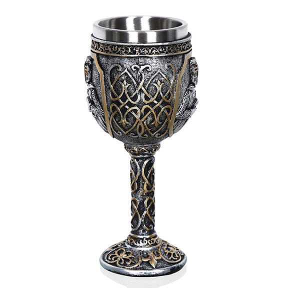 3D Viking Skull Coffee Beer Mug Skull Mug Beer Wine Drink Gift Stainless Steel Knight Decorative Cup for Men Goblet