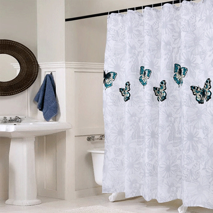 Butterfly Water-resistant Polyester Shower Washable Bathroom Curtains, Size:120x180cm