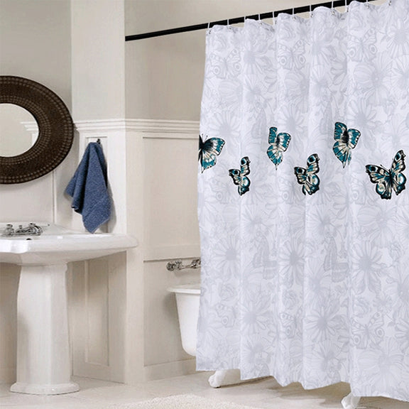 Butterfly Water-resistant Polyester Shower Washable Bathroom Curtains, Size:120x180cm