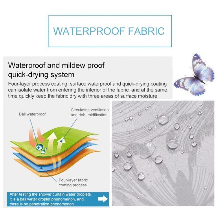 Butterfly Water-resistant Polyester Shower Washable Bathroom Curtains, Size:120x180cm