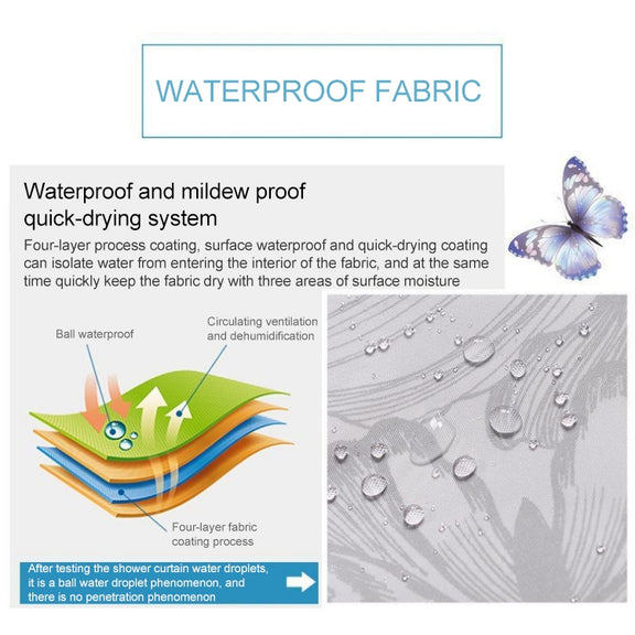Butterfly Water-resistant Polyester Shower Washable Bathroom Curtains, Size:120x180cm