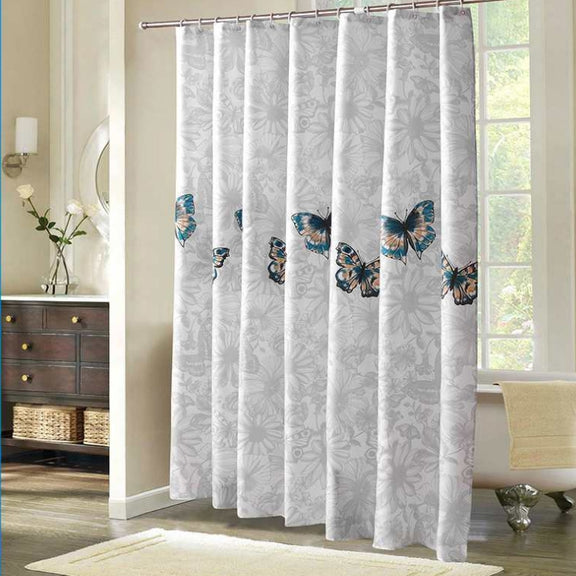 Butterfly Water-resistant Polyester Shower Washable Bathroom Curtains, Size:120x180cm