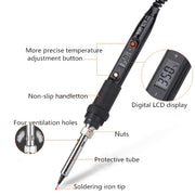 908S 80W LCD Thermostat Soldering Iron Constant Temperature Soldering Iron, Plug Type:US Plug(Red)