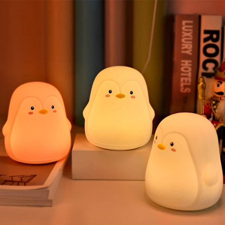 Penguin Silicone Pat Night Light Children Bedside Atmosphere Lamp(White)