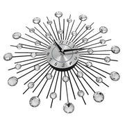 Creative Wall Clock Crystal Silver Wrought Iron Wall Clock Personality Art Decoration Living Room Bedroom Clock