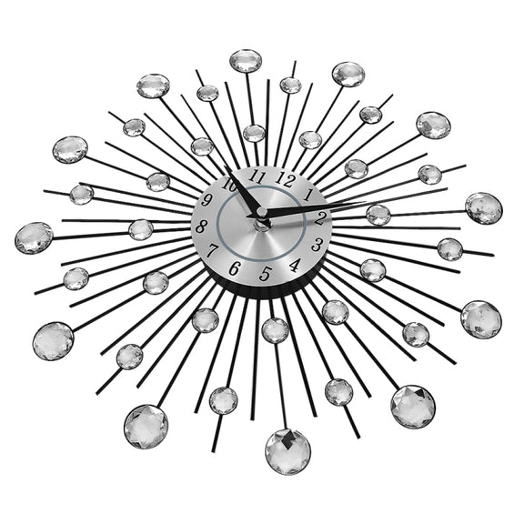 Creative Wall Clock Crystal Silver Wrought Iron Wall Clock Personality Art Decoration Living Room Bedroom Clock