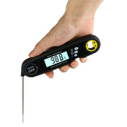 Foldable Probe Water-resistant Food Thermometer Kitchen Barbecue Fast Temperature Measurement Digital Display Electronic Thermometer(Black)