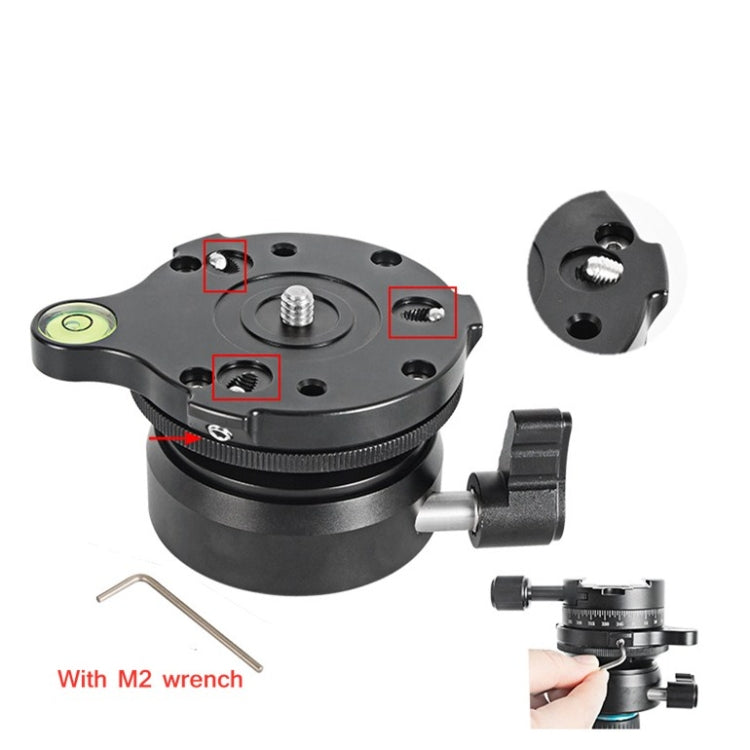 BEXIN DY-60N 1/4 inch Thread Dome Professional Tripod Leveling 360 Degree Panorama Head Base with Bubble Level & 3/8 inch Screw Adapter