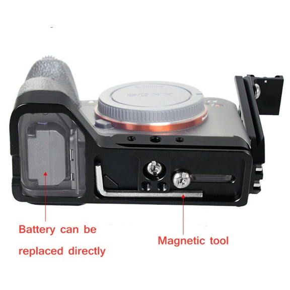 BEXIN Push-Pull Type Vertical Shoot Quick Release L Plate Bracket Base Holder with Hot Shoe for Sony ILCE-7RM4 / A7R4 / A7R IV