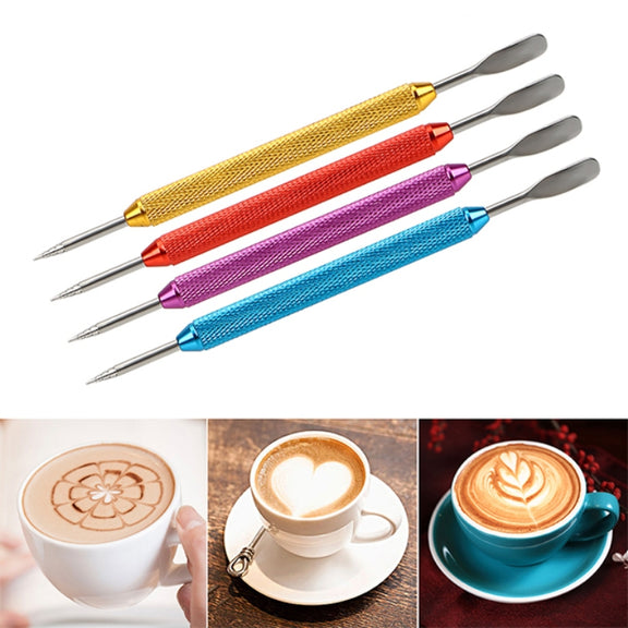 Fancy Coffee Pull Flower Needle Stainless Steel Carved Rod Crochet Flower Needle(Purple)