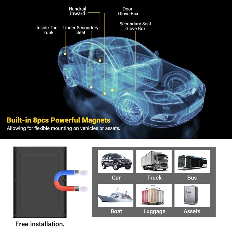 TK808 10000mAh GPS Intelligent Water-resistant Multifunctional Vehicle Tracking Tracker (Black)