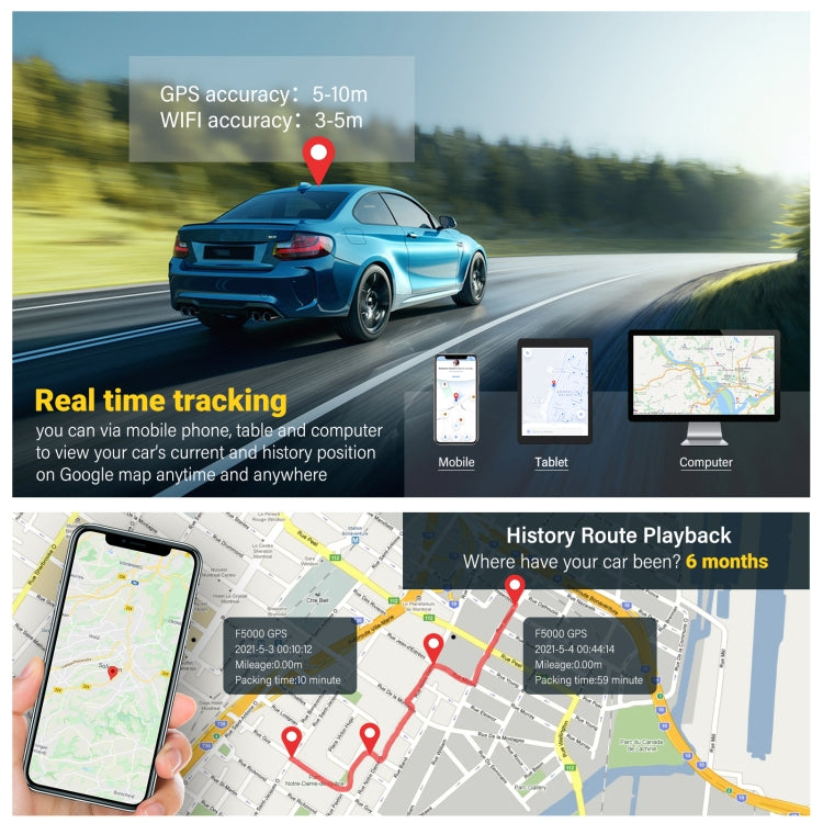 TK808 10000mAh GPS Intelligent Water-resistant Multifunctional Vehicle Tracking Tracker (Black)