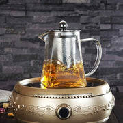Stainless Steel Clear Heat Resistant Glass Filter Tea Pot, Capacity: 950ml