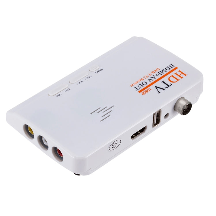 HDMI+AV OUT 1080P Digital Satellite Receiver  HD TV DVB-T-T2 TV Box AV Tuner Combo Converter with Remote Control, Support MPEG4(White)