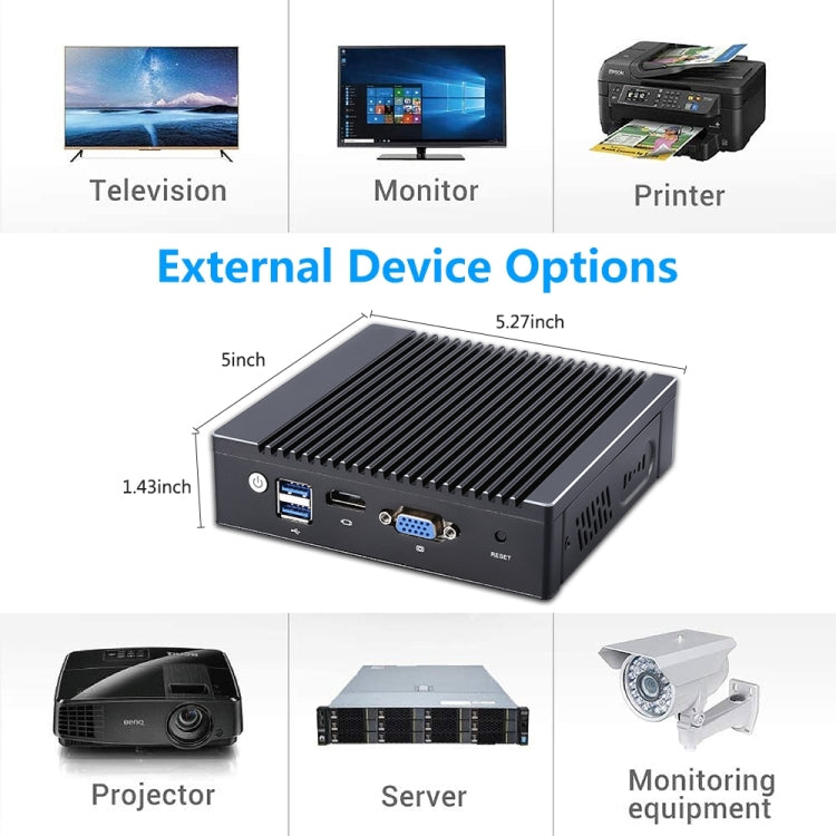 K660G4 Windows and Linux System Mini PC, Intel Celeron Processor N2840 Quad-Core 2M Cache,1.83GHz, up to 2.25GHz, 8GB RAM + 128GB SSD, EU Plug