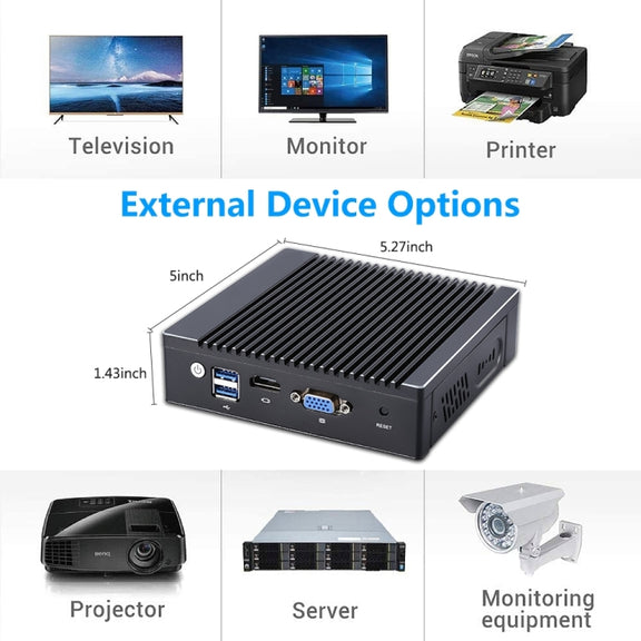 K660G4 Windows and Linux System Mini PC, Intel Celeron Processor N2840 Quad-Core 2M Cache,1.83GHz, up to 2.25GHz, 8GB RAM + 128GB SSD, EU Plug