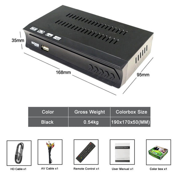 ISDB-T Satellite TV Receiver Set Top Box with Remote Control, For South America, Philippine(EU Plug)