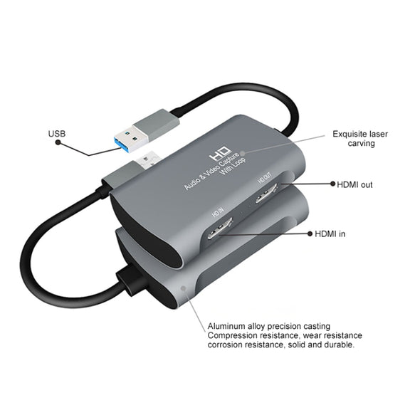 Z31 HDMI Female to HDMI Female + Audio + USB 2.0 Video Capture Box