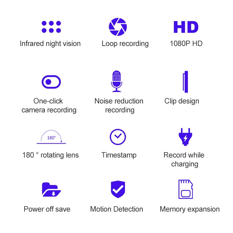 B18 Back Clip Design 1080P HD Camera Recording Pen, Support Motion Detection / Infrared Night Vision /180 Degrees Rotation Camera / TF Card (Silver Grey)