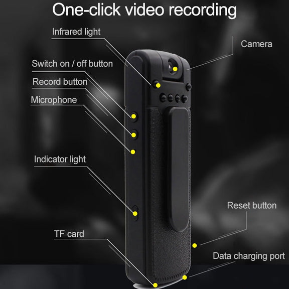 B18 Back Clip Design 1080P HD Camera Recording Pen, Support Motion Detection / Infrared Night Vision /180 Degrees Rotation Camera / TF Card (Silver Grey)