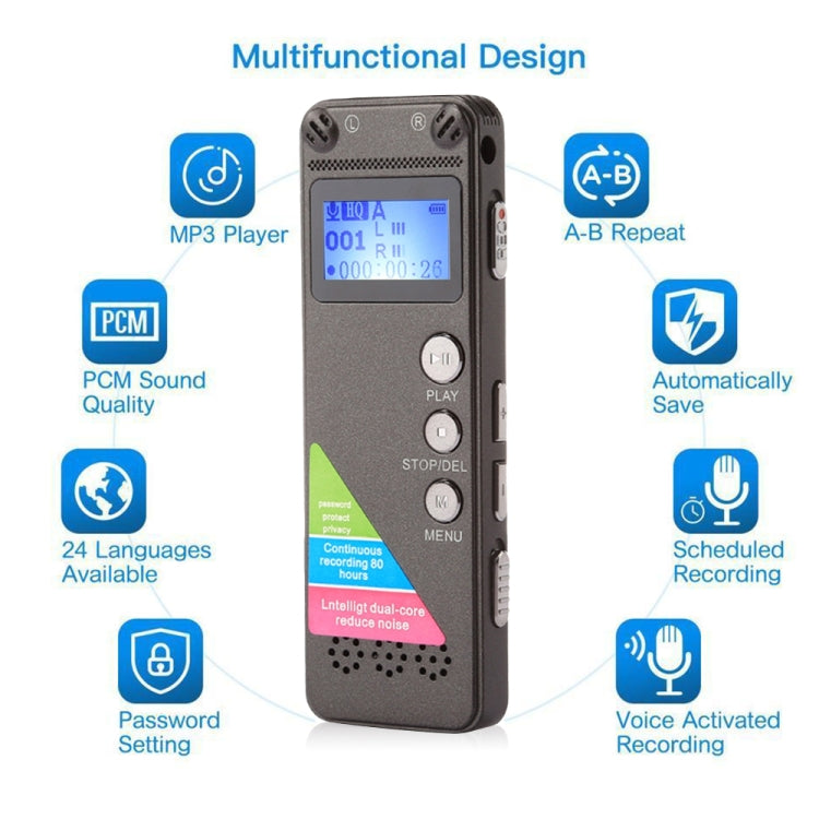 VM31 Portable Audio Voice Recorder, 16GB, Support Music Playback