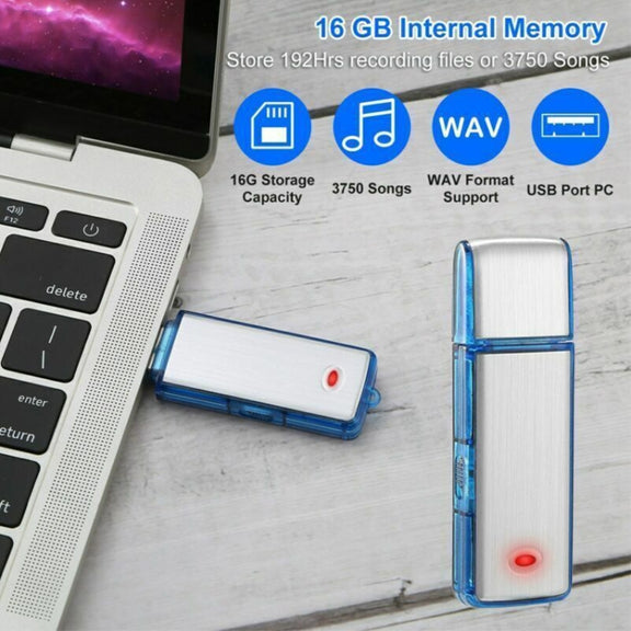 SK858 8GB Rechargeable Portable U-Disk Meeting Voice Recorder (Blue)