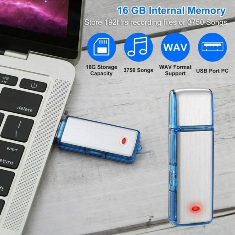 SK858 8GB Rechargeable Portable U-Disk Meeting Voice Recorder (Blue)