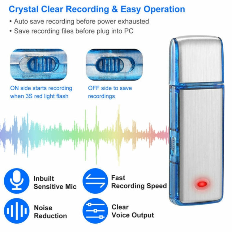 SK858 32GB Rechargeable Portable U-Disk Meeting Voice Recorder (Blue)