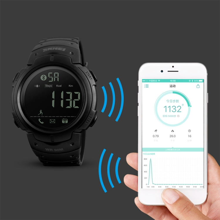 SKMEI 1301 Multifunction 50m Water-resistant Sports Bluetooth Smart Watch, Compatible with Android & iOS System(Army Green)